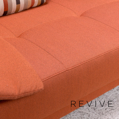 Willi Schillig Stoff Sofa Garnitur Orange Ecksofa Hocker #10135