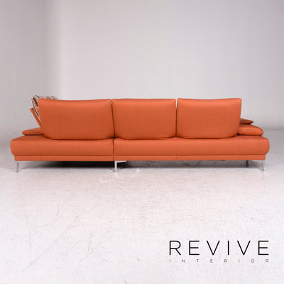 Willi Schillig Stoff Sofa Garnitur Orange Ecksofa Hocker #10135