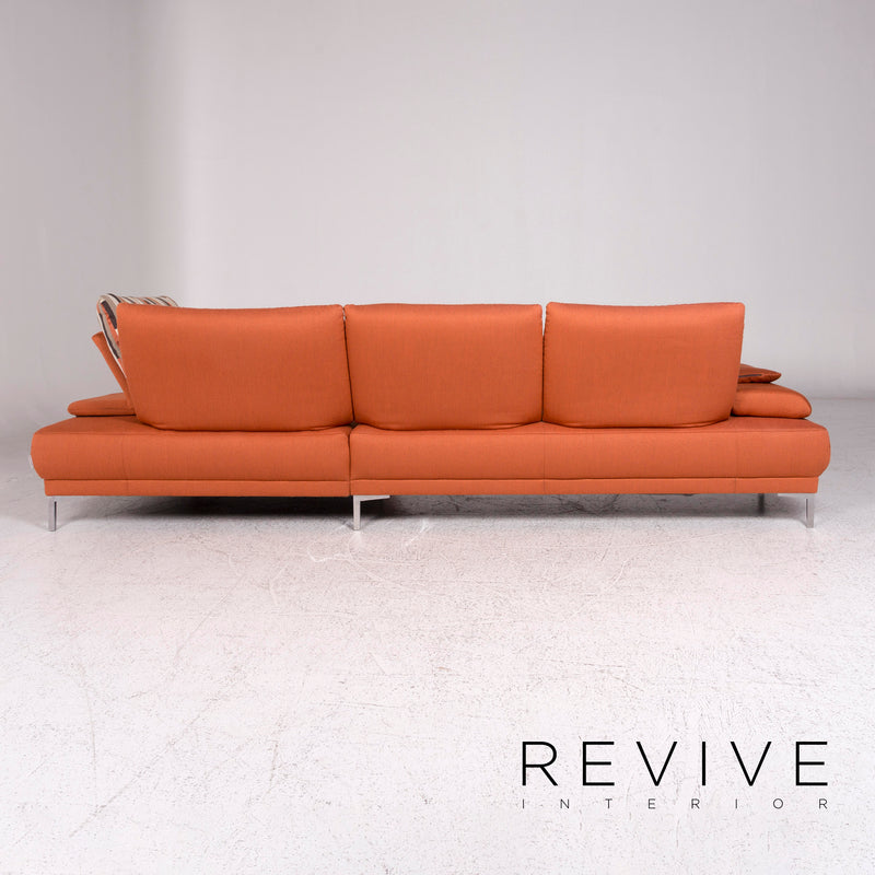 Willi Schillig Stoff Sofa Garnitur Orange Ecksofa Hocker 