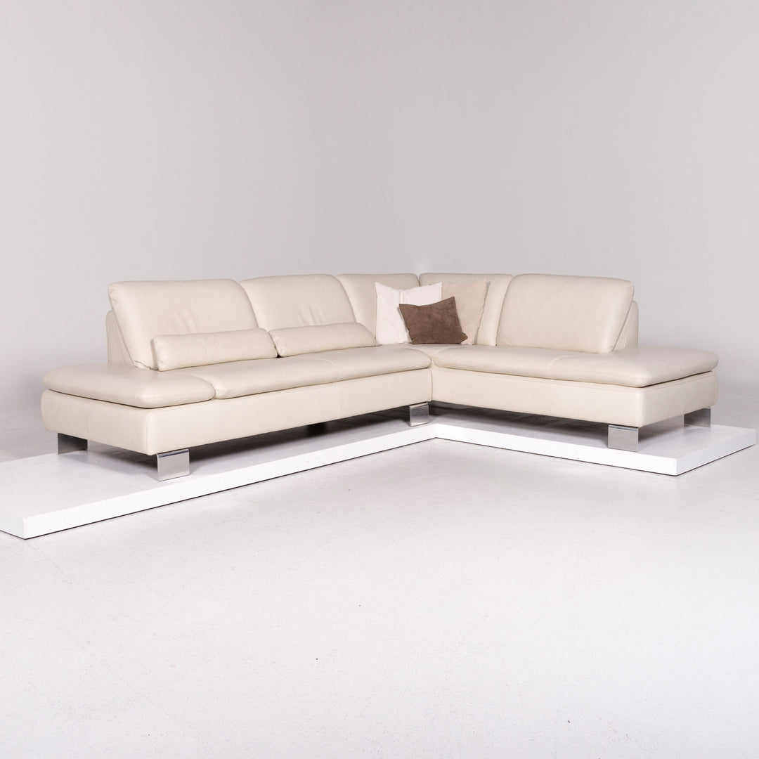 Willi Schillig leather corner sofa cream sofa function couch #12082