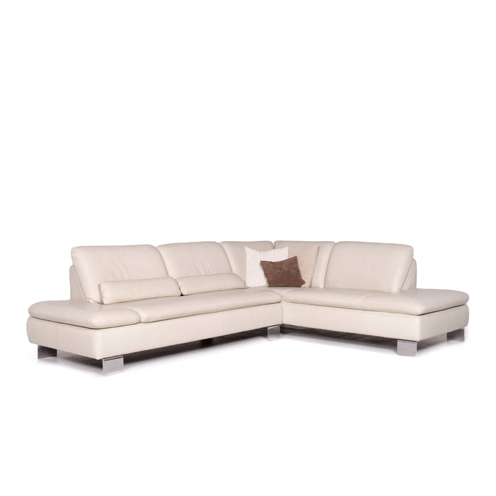 Willi Schillig leather corner sofa cream sofa function couch #12082