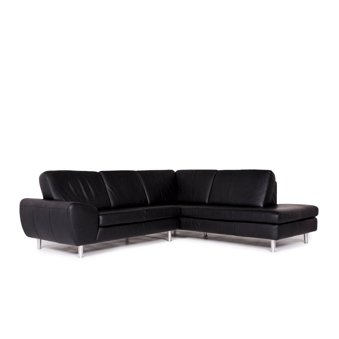 Willi Schillig Leather Corner Sofa Black Sofa Couch #10690