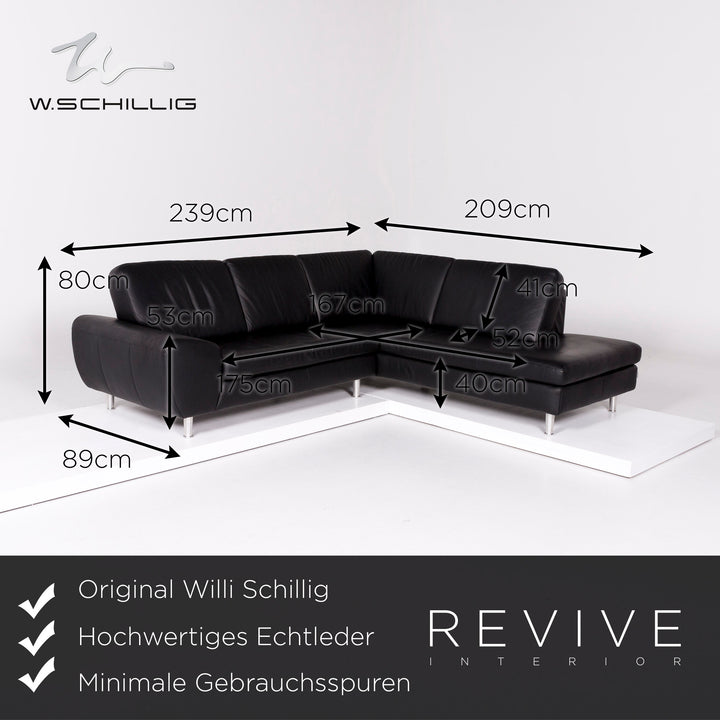Willi Schillig Leder Ecksofa Schwarz Sofa Couch #10690