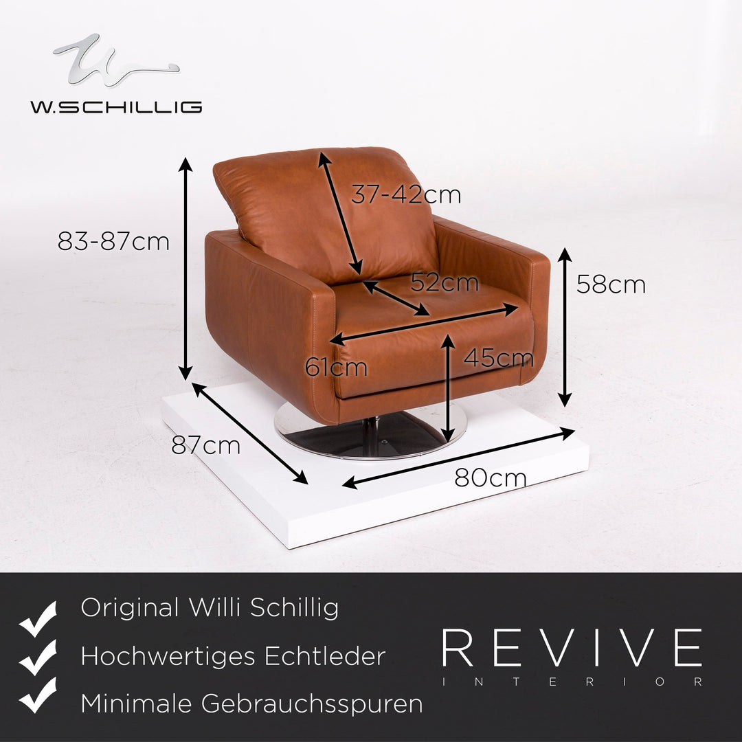 Willi Schillig Leder Sofa Garnitur Cognac Braun 1x Ecksofa 1x Sessel #11584