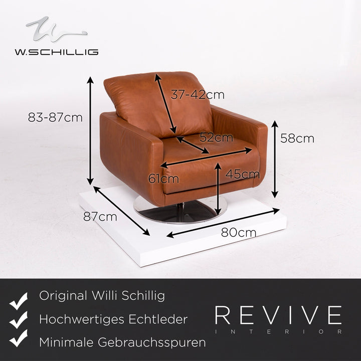 Willi Schillig Leder Sofa Garnitur Cognac Braun 1x Ecksofa 1x Sessel #11584