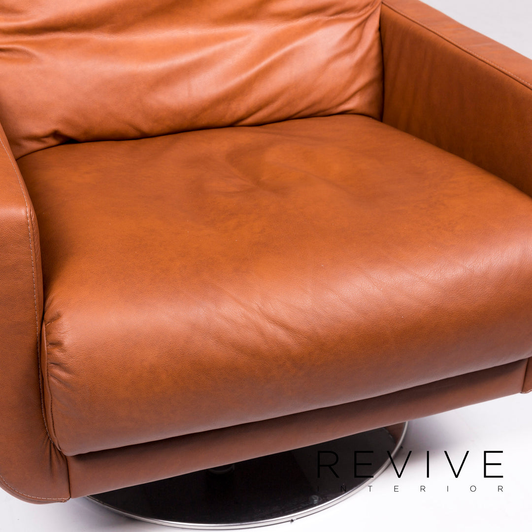 Willi Schillig Leder Sofa Garnitur Cognac Braun 1x Ecksofa 1x Sessel #11584