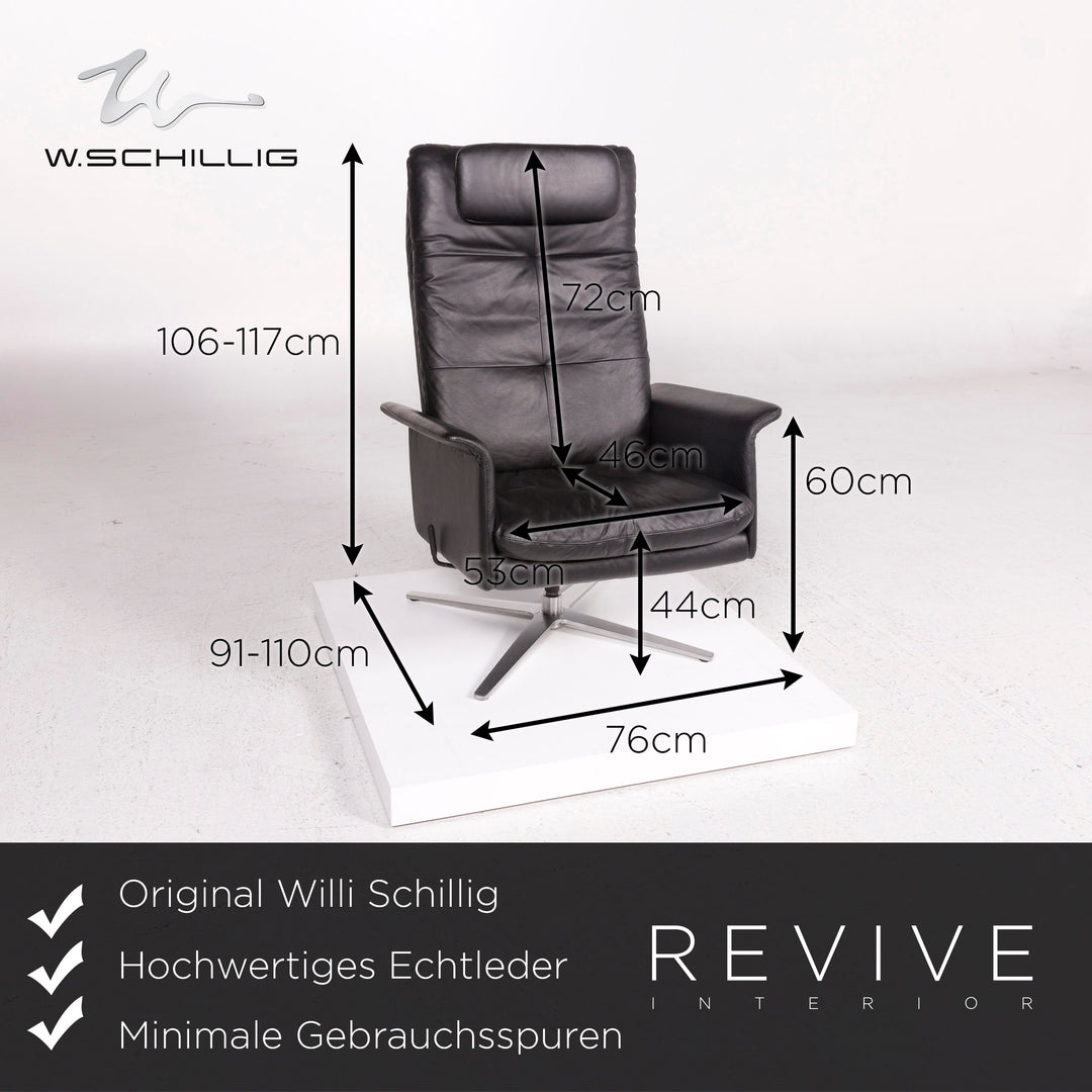 Willi Schillig leather armchair black relaxation function #11913