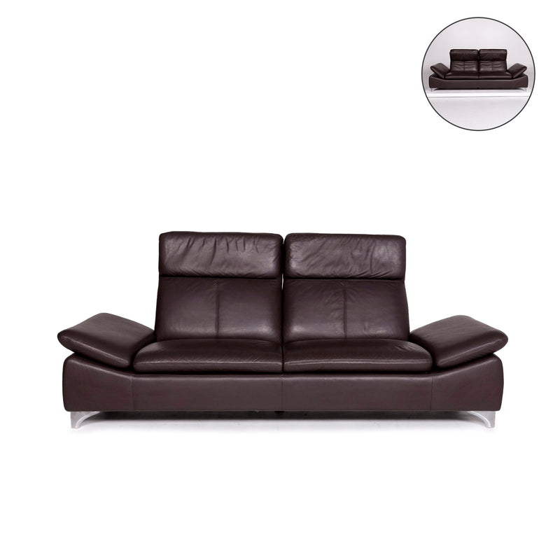 Willi Schillig Leder Sofa Braun Dreisitzer Funktion Couch 