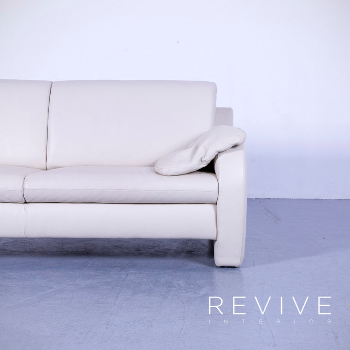 Willi Schillig Leder Sofa Creme Weiß Dreisitzer Couch Echtleder #4665