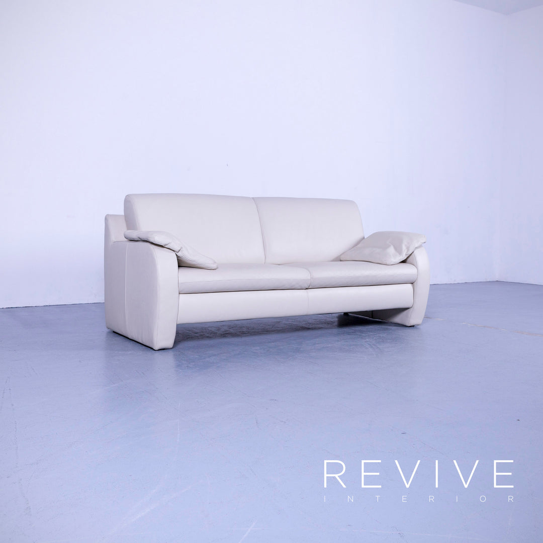 Willi Schillig Leder Sofa Creme Weiß Dreisitzer Couch Echtleder #4665