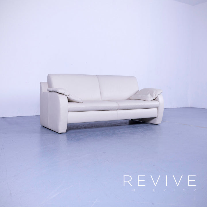 Willi Schillig Leder Sofa Creme Weiß Dreisitzer Couch Echtleder #4665