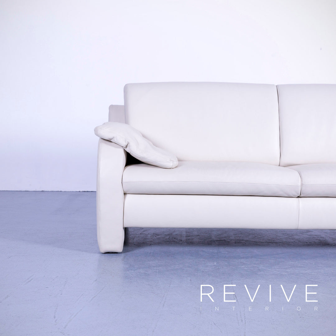 Willi Schillig Leder Sofa Creme Weiß Dreisitzer Couch Echtleder #4665