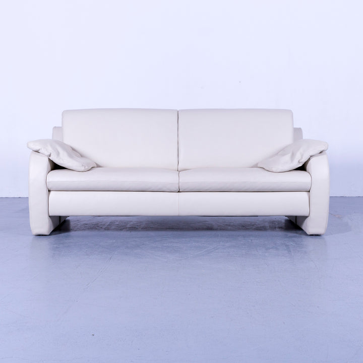 Willi Schillig Leder Sofa Creme Weiß Dreisitzer Couch Echtleder #4665