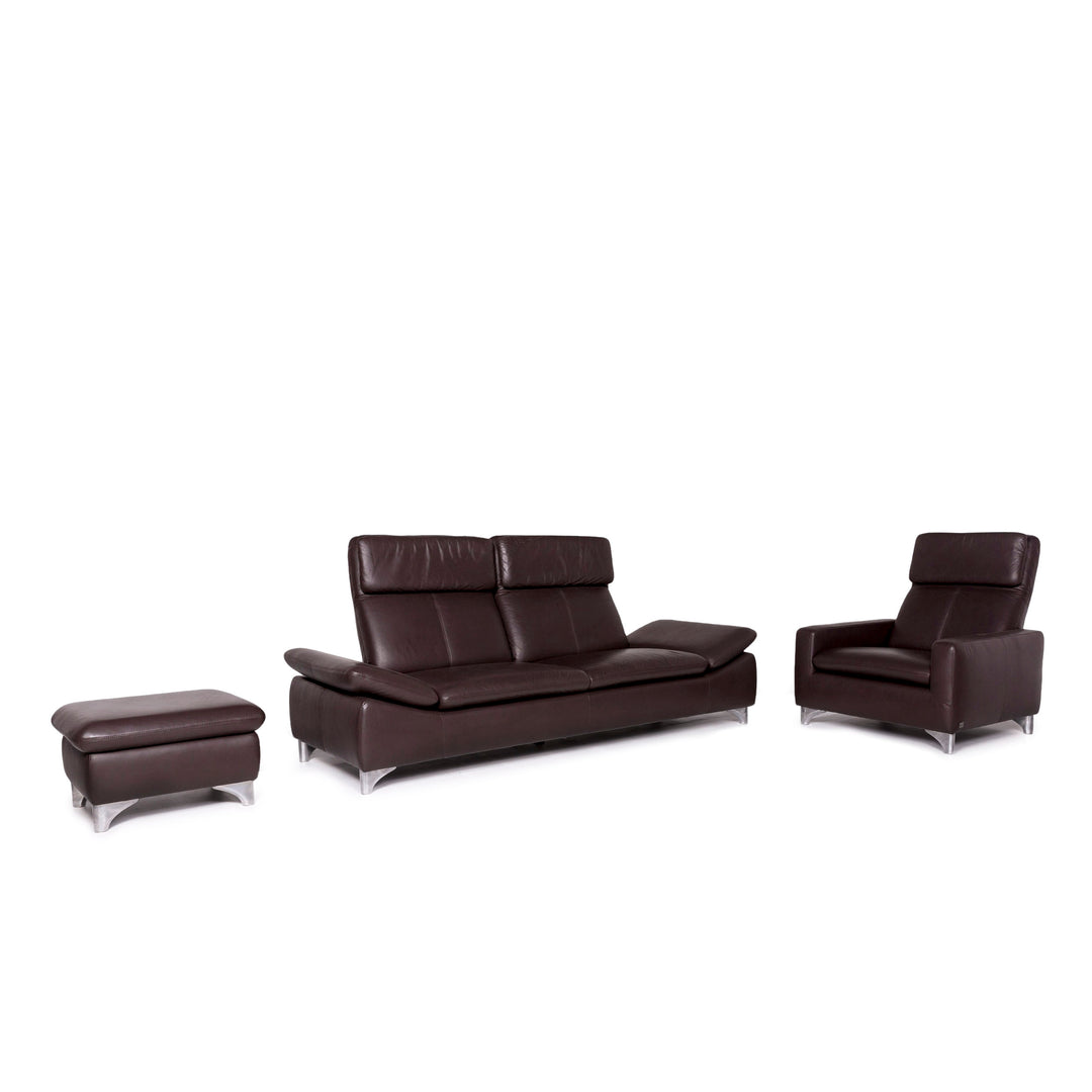 Willi Schillig Leder Sofa Garnitur 1x Dreisitzer 1x Sessel 1x Hocker #11314