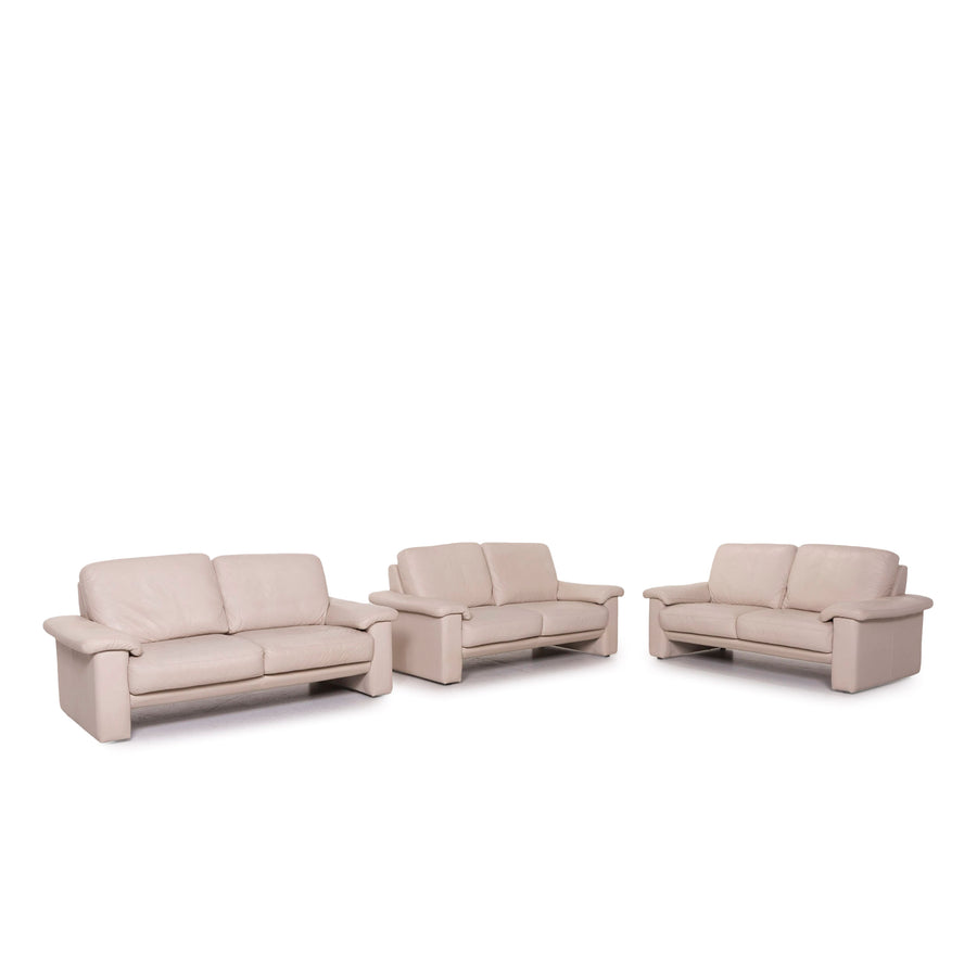 Willi Schillig leather sofa set cream 3x two-seater #12439