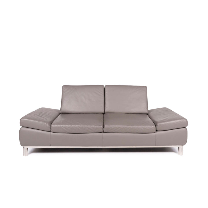 Willi Schillig leather sofa gray two-seater function couch #11272