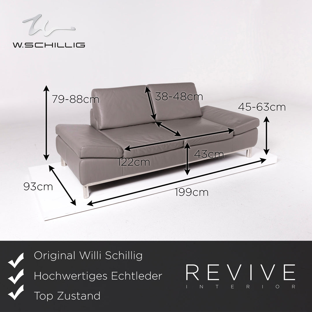 Willi Schillig Leder Sofa Grau Zweisitzer Funktion Couch #11272