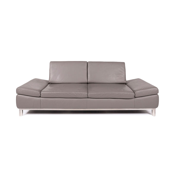 Willi Schillig leather sofa gray three-seater function couch #11273
