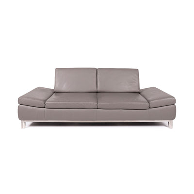 Willi Schillig Leder Sofa Grau Dreisitzer Funktion Couch #11273