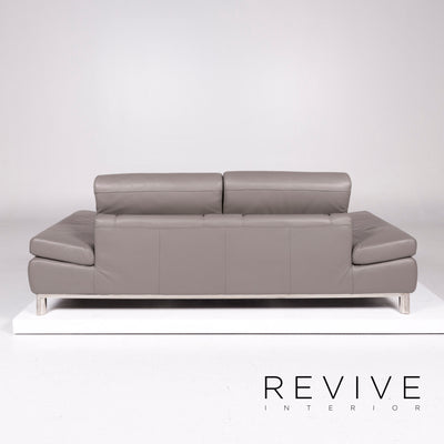 Willi Schillig Leder Sofa Grau Dreisitzer Funktion Couch #11273