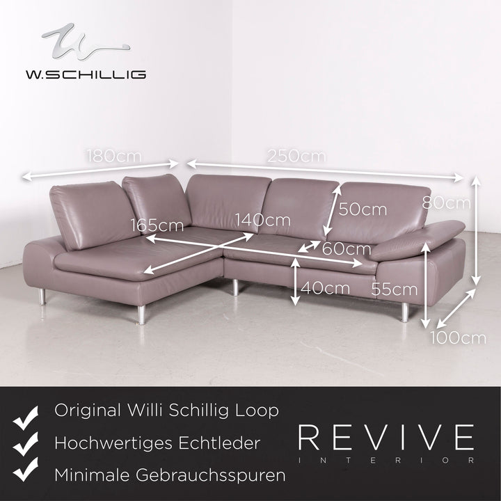 Willi Schillig Loop Designer Leder Ecksofa Lila Echtleder Sofa Couch #7607