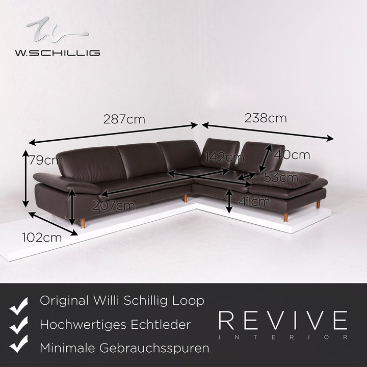 Willi Schillig Loop Leder Ecksofa Braun Sofa Funktion Couch #11982