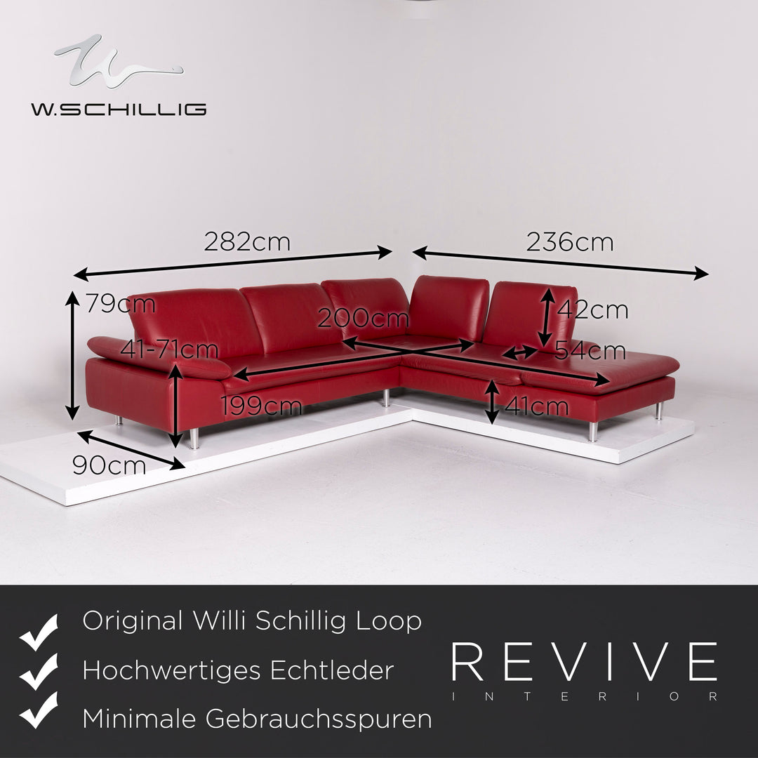 Willi Schillig Loop Leder Ecksofa Rot Sofa Relaxfunktion Funktion Couch #10948