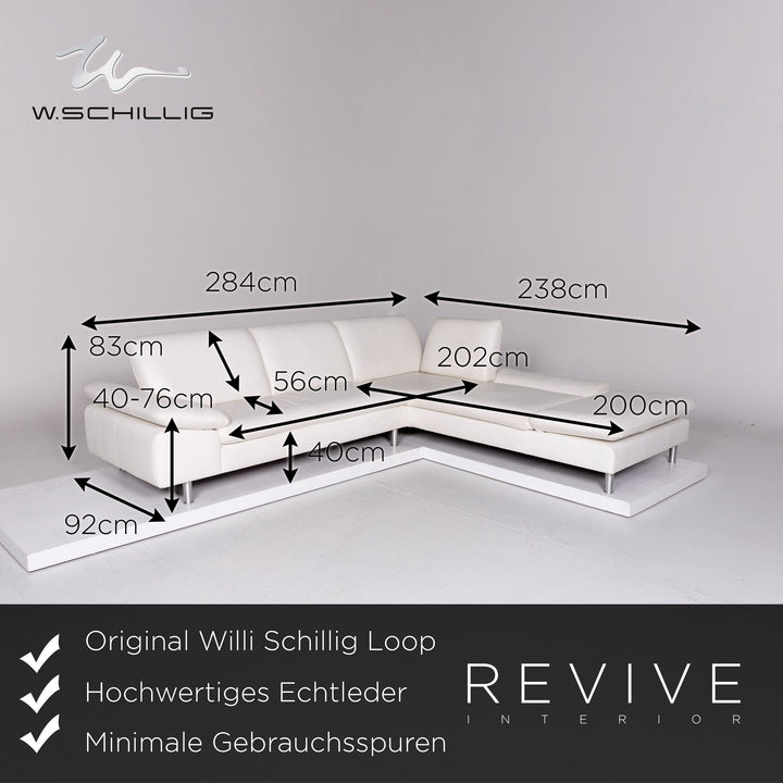 Willi Schillig Loop Leder Ecksofa Weiß Sofa Funktion Couch #10939