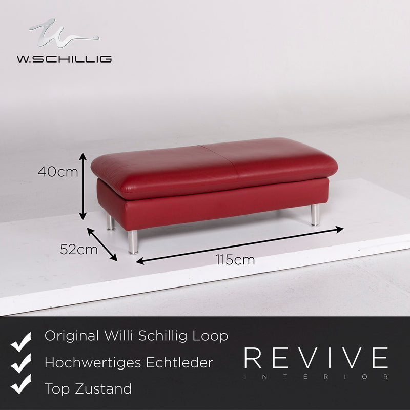Willi Schillig Loop Leder Hocker Rot Ottoman 
