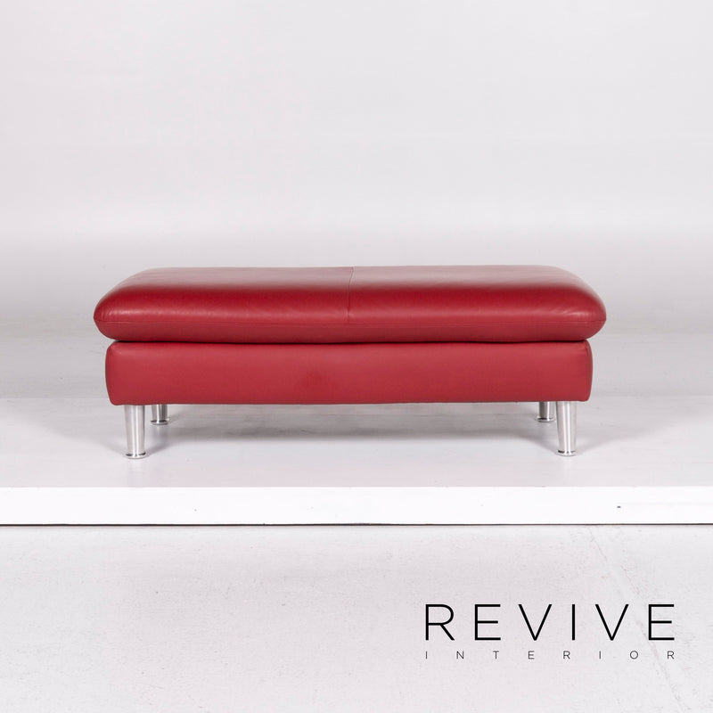 Willi Schillig Loop Leder Hocker Rot Ottoman 