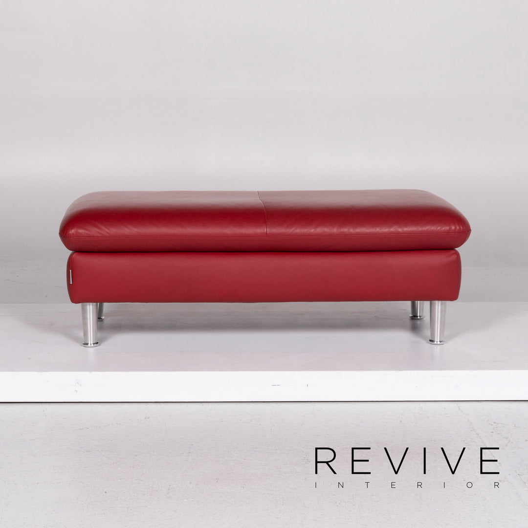 Willi Schillig Loop Leder Hocker Rot Ottoman #10949