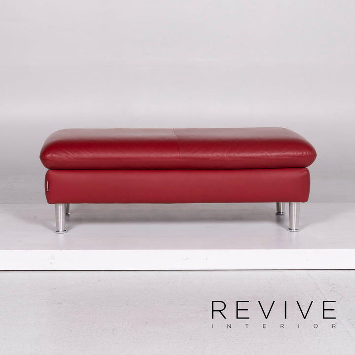 Willi Schillig Loop Leder Hocker Rot Ottoman #10949