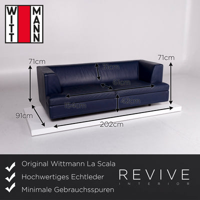 Wittmann La Scala Leder Sofa Blau Zweisitzer Paolo Piva Couch #10772