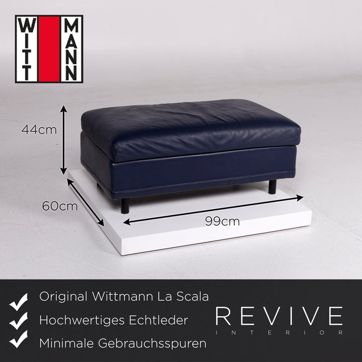 Wittmann La Scala leather sofa blue incl. stool three-seater Paolo Piva Couch #10773