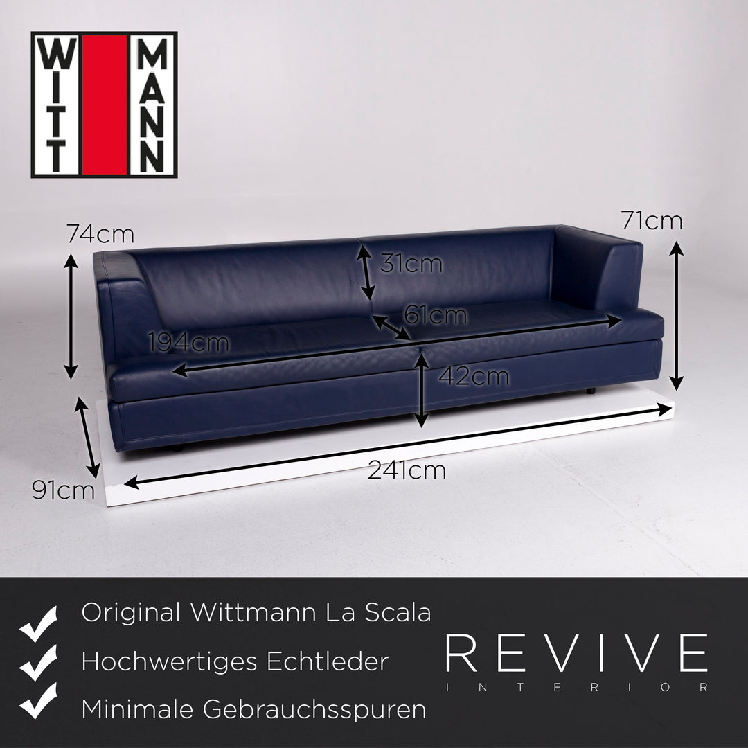 Wittmann La Scala leather sofa blue incl. stool three-seater Paolo Piva Couch #10773