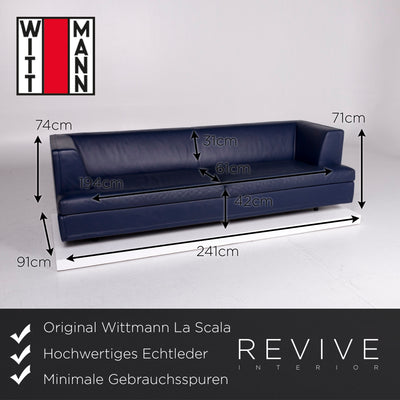 Wittmann La Scala Leder Sofa Blau inkl. Hocker Dreisitzer Paolo Piva Couch #10773