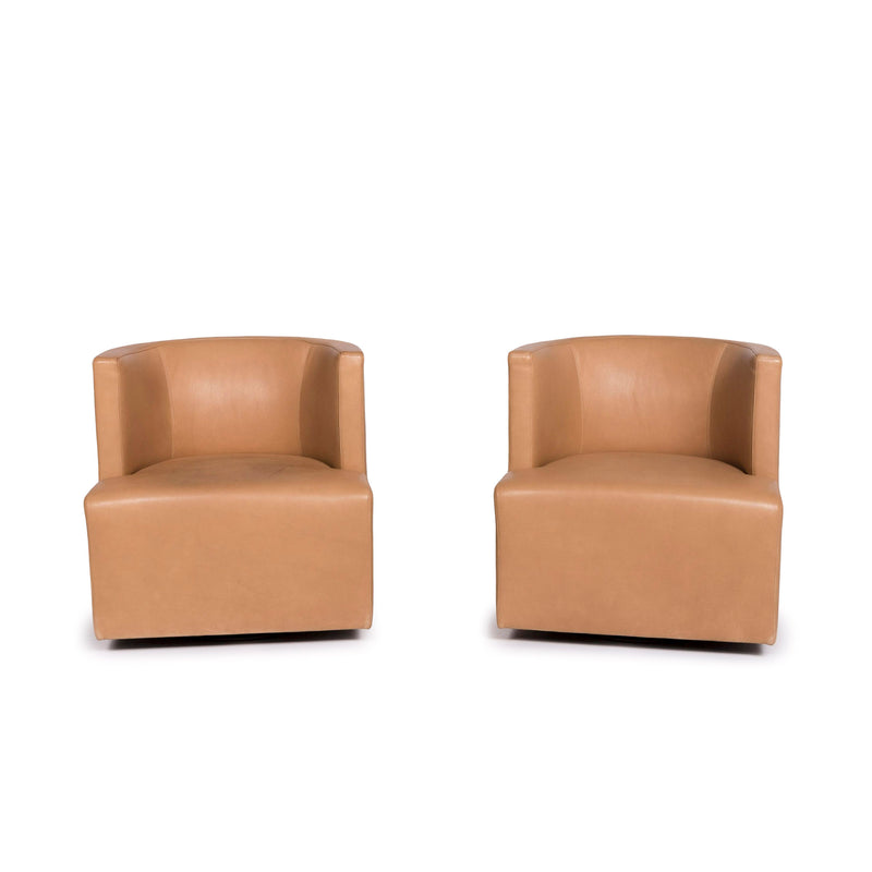Wittmann Leder Sessel Garnitur Beige 2x Sessel 