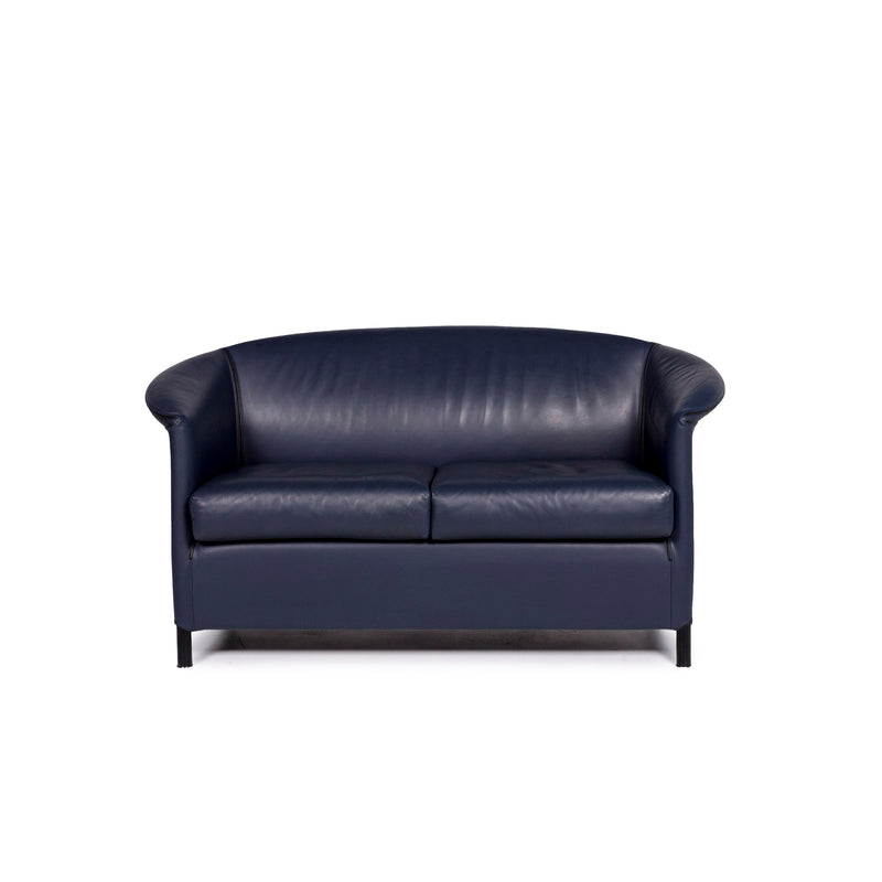 Wittmann Aura Leder Sofa Blau Zweisitzer Couch 