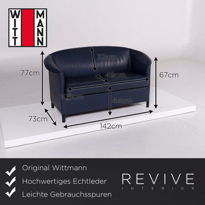Wittmann Aura Leder Sofa Blau Zweisitzer Couch #11103