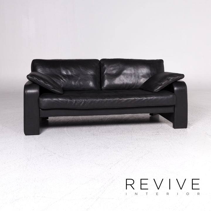 Züco leather sofa black two-seater couch #9437