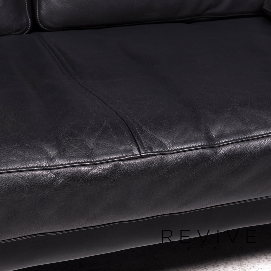 Züco leather sofa black two-seater couch #9437