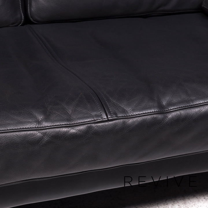 Züco leather sofa black two-seater couch #9437