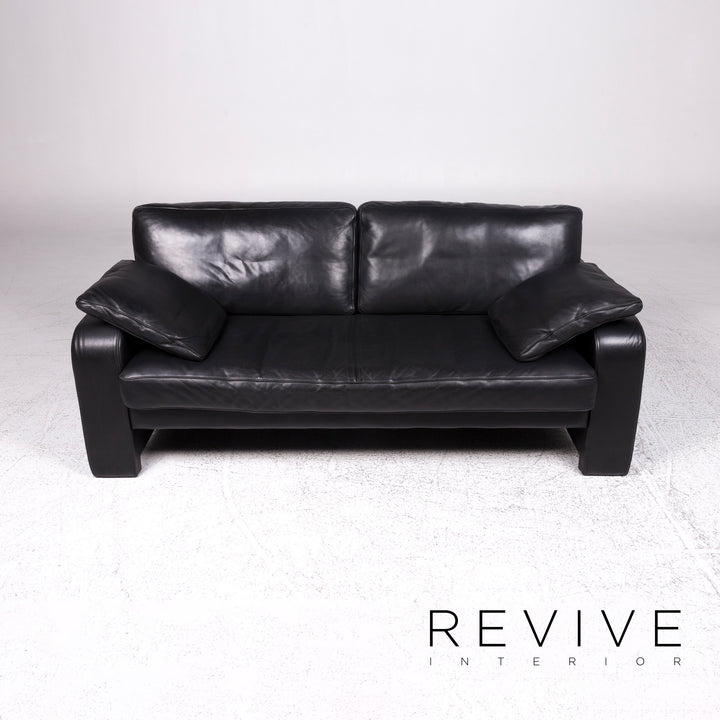 Züco leather sofa black two-seater couch #9437