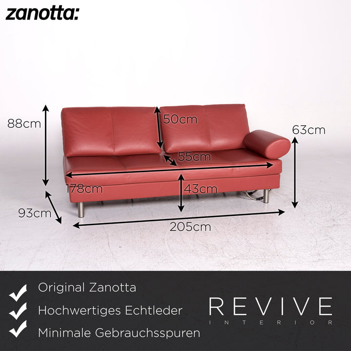 Zanotta Canapé design en cuir rouge Canapé trois places #9274
