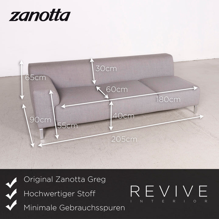 Zanotta Greg Canapé design en tissu gris trois places #8201