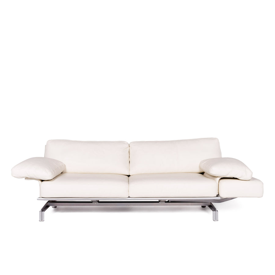 WK Wohnen Gaetano 687 Designer Leder Sofa Weiß Echtleder Zweisitzer Couch #8535