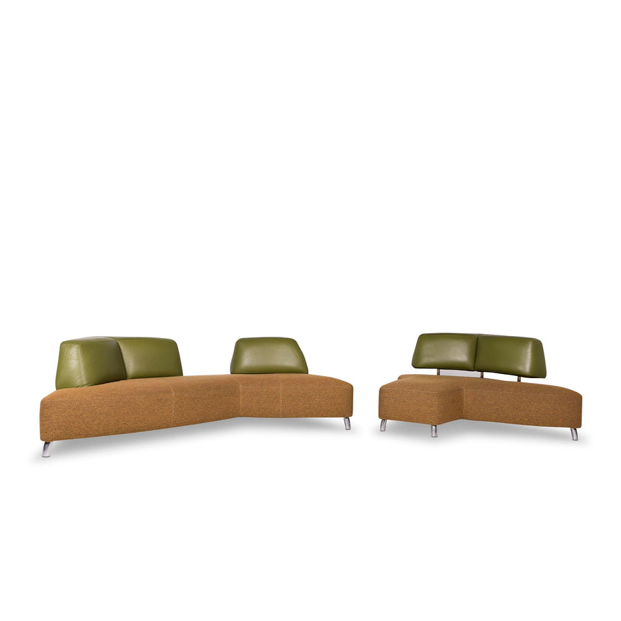 Leolux Archipel Designer Stoff Sofa Garnitur Set Grün Braun 1x Dreisitzer 1x Zweisitzer #9748