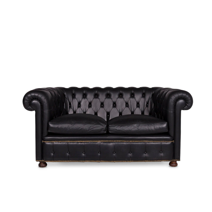 Chesterfield Leder Sofa Anthrazit Zweisitzer Retro Couch #9622