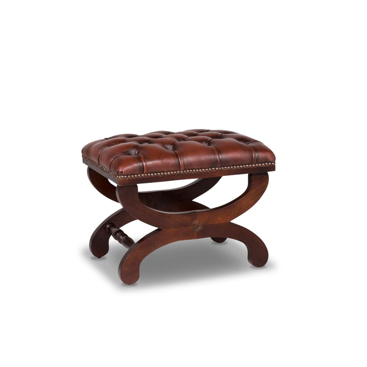 Chesterfield Leder Hocker Braun Schemel Retro #9876