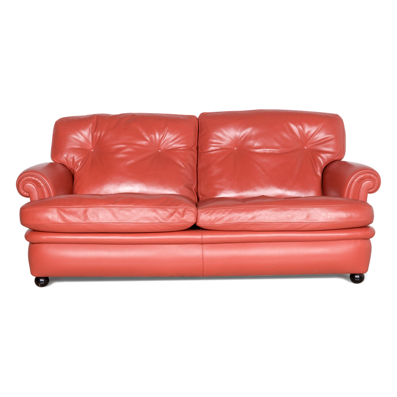 Poltrona Frau Dream On Leder Sofa Orange Zweisitzer Couch 